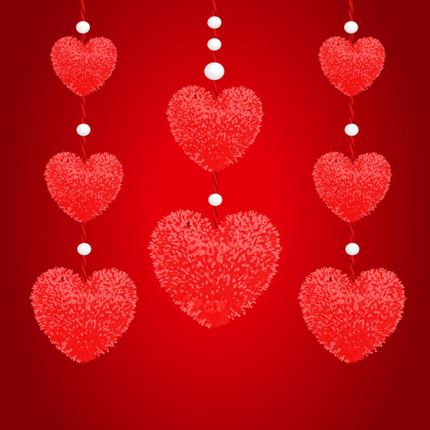 装饰元素中有心形的绒球图片下载