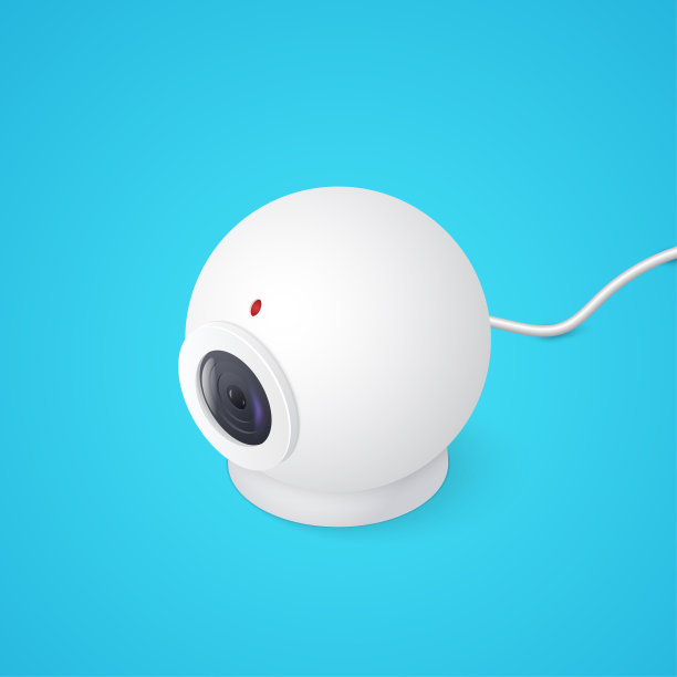 蓝色背景的3D网络摄像头。等距矢量图图片下载