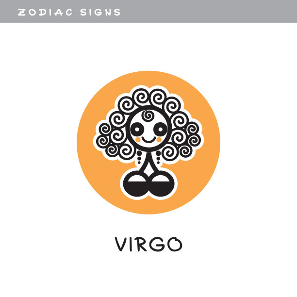 处女座女孩-矢量图标。黄道十二宫，占星历的象征。图片下载