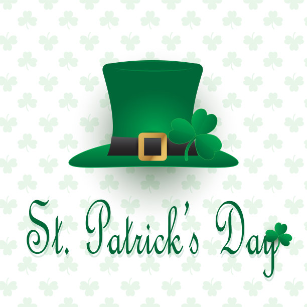 有三叶草图案背景的圣帕特里克节帽子图片下载