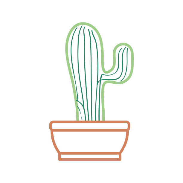 盆栽仙人掌绘画图片下载