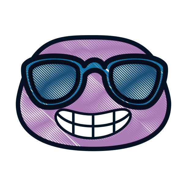 戴着太阳镜的快乐表情，可爱的角色图片下载