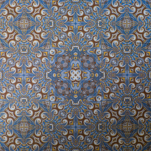 瓷砖与一个古老的马赛克图案图片下载