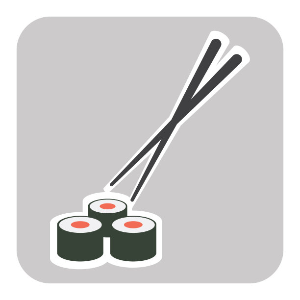 筷子和寿司卷矢量插图图片下载