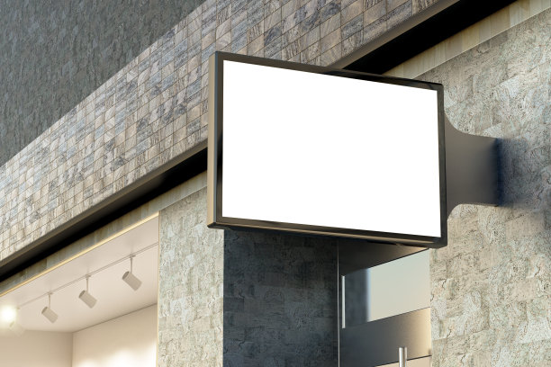 空荡荡的橱窗、招牌和入口图片下载