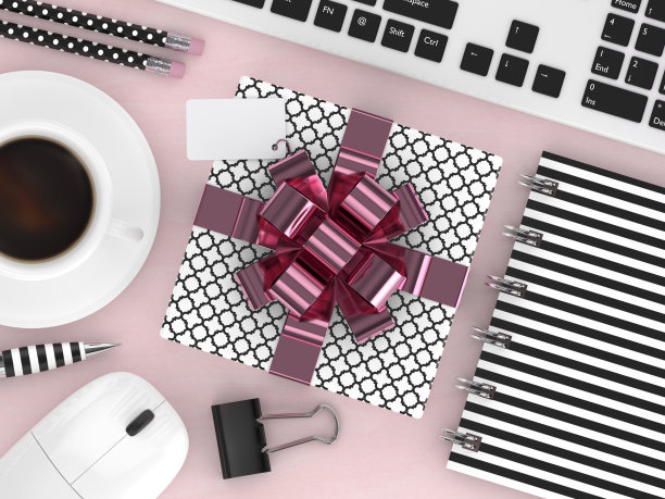 顶视图工作空间的3d渲染与礼物图片下载