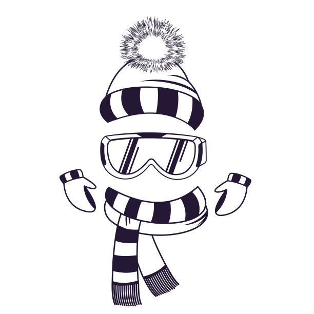 滑雪用的防护眼镜。一套冬衣，一顶有绒球的雪帽，一条条纹围巾和手套图片下载