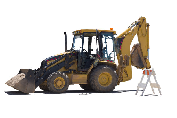 轮式挖掘机进行维修工作。图片下载