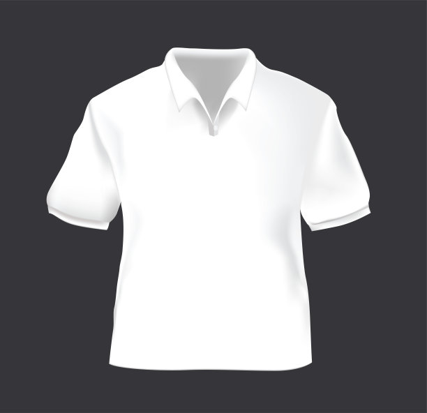 白色polo t恤孤立向量插画与黑色背景图片下载