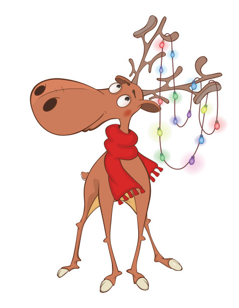 圣诞鹿卡通人物插图素材图片