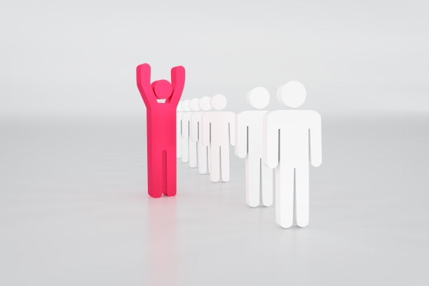 抽象的举手示意排队的人图片下载