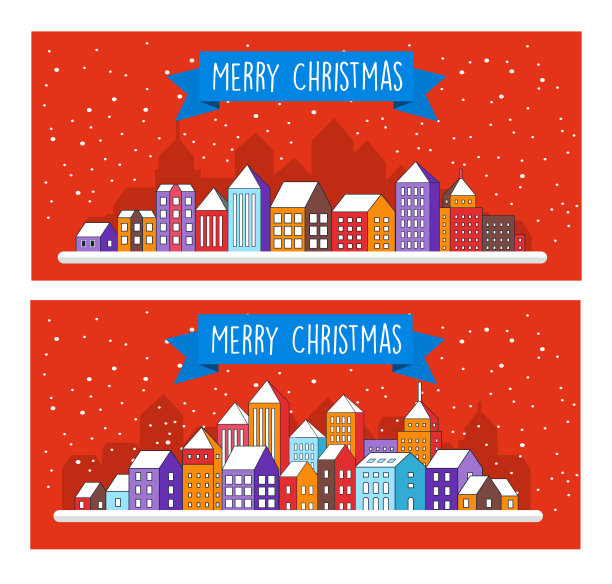 圣诞装饰设计冬季街道图片下载