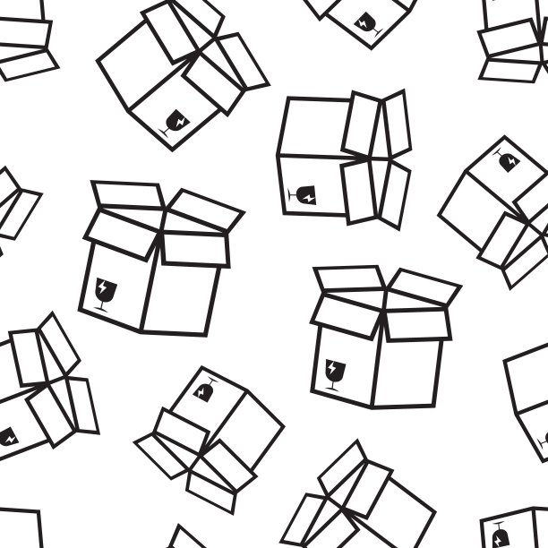 开箱运输无缝模式背景。商业平面矢量插图。开箱交付标志符号图案。图片下载