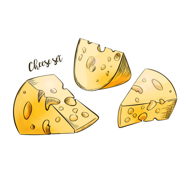 奶酪卡通手绘套装图片下载