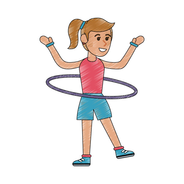 女人和呼啦圈卡通图片下载