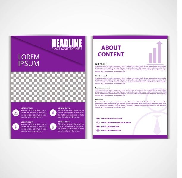 抽象紫色传单模板，大小A4图片下载