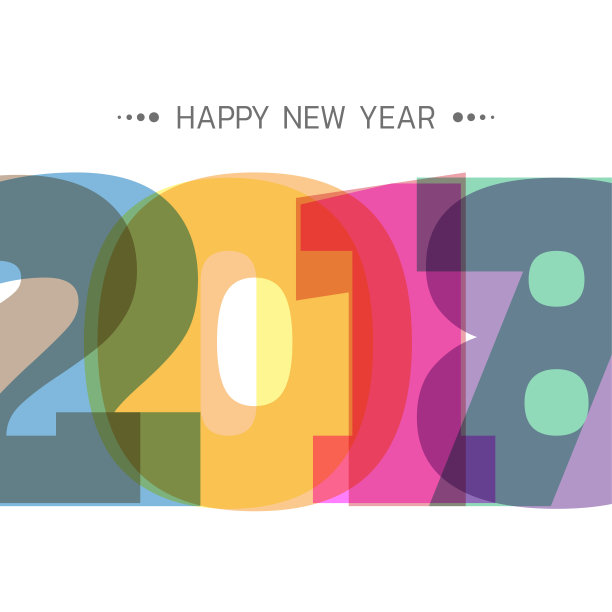 贺卡设计模板与现代文本为2018年的狗年。彩色数字2018绘制字母在彩色的背景。矢量插图。图片下载