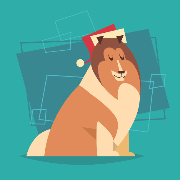 狗戴圣诞帽2018年新年象征冬季假日图标素材图片