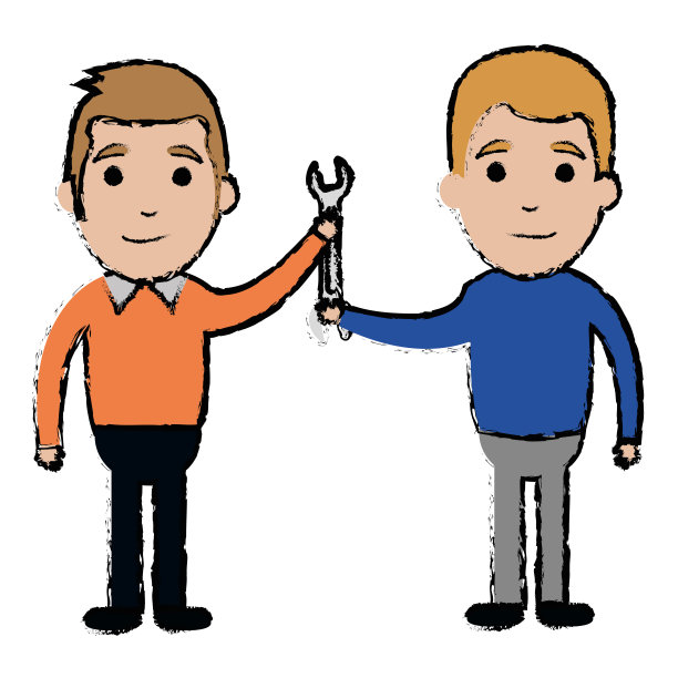 男人用扳手工具孤立图标图片下载