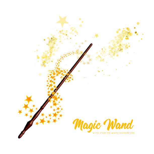 白色背景上有星星的魔杖图片下载