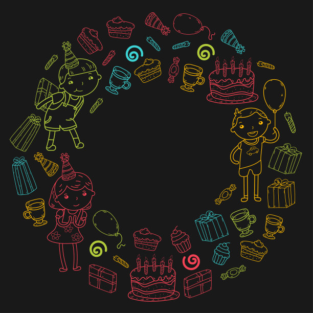 生日快乐矢量设计生日帽派对和庆祝。幼儿园的孩子，学校的孩子。矢量插图。图片下载