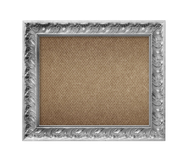 白色背景上的古董银框图片下载