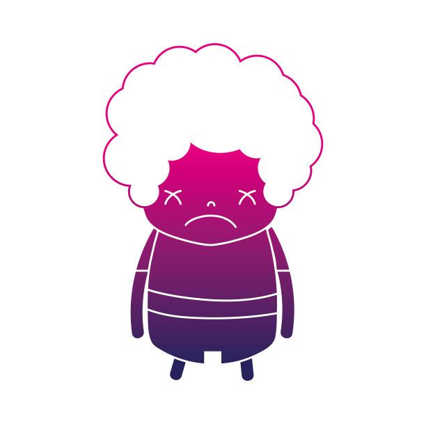 剪影男孩的卷发和悲伤的脸图片下载