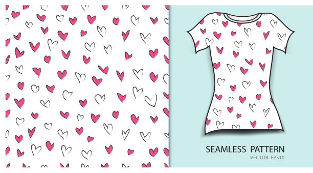 粉色无缝图案矢量插图，t恤设计，织物纹理，图案服装，抽象背景图片下载