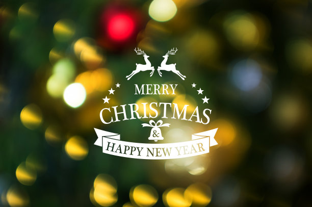 圣诞和新年的主题背景。圣诞快乐和新年快乐文本抽象模糊圣诞背景。图片下载