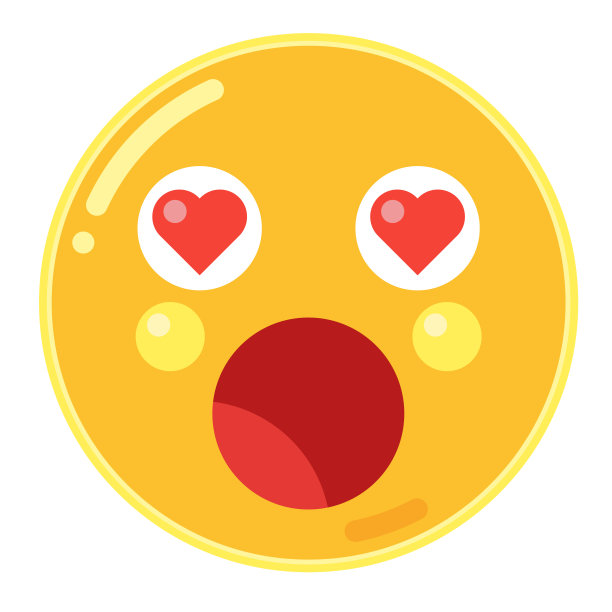 表情符号的惊讶与爱心的眼睛在平面设计矢量插图图片下载