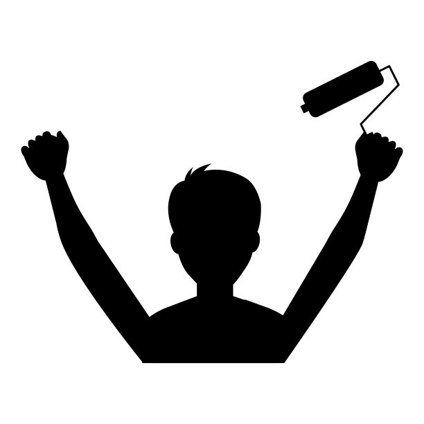 建筑工人与油漆辊化身图片下载