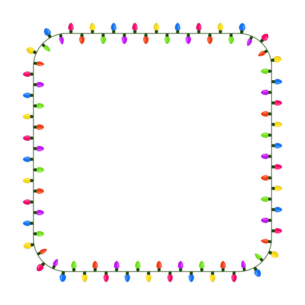 灯泡，花环广场边界圣诞设计孤立在白色的背景图片下载