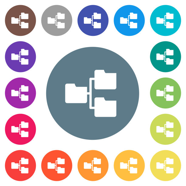 共享文件夹的圆形背景上的白色图标图片下载