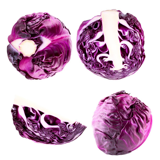 收集的红色卷心菜孤立在一个白色图片下载