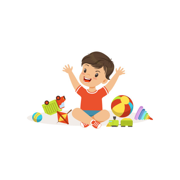 恶霸小男孩玩并弄坏了自己的玩具，流氓快活的小男孩，坏孩子的行为矢量插图图片下载