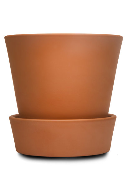 白色背景上的陶土花盆图片下载