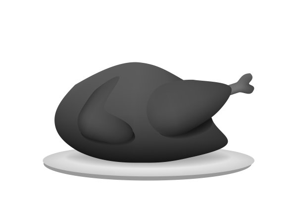 3D黑色全鸡侧面图，矢量图图片下载