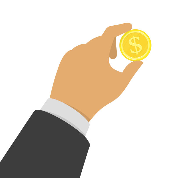 手拿金币。图片下载