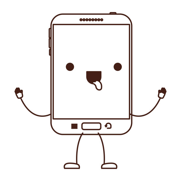 动画可爱的平板设备图标在单色剪影图片下载