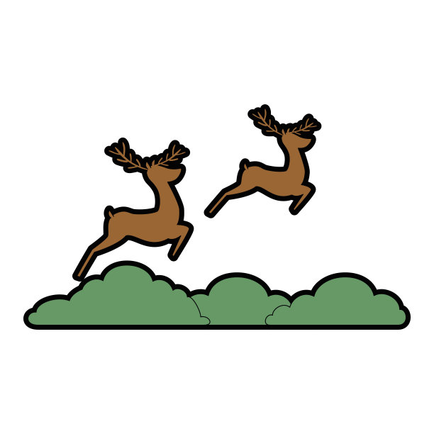 驯鹿群跳跃的场景素材图片