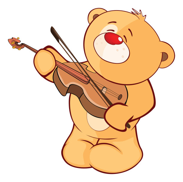 插图填充玩具小熊幼崽小提琴家卡通人物图片下载