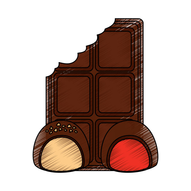 被咬的巧克力和两颗可可糖甜点图片下载