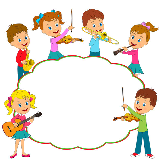 男孩和女孩演奏音乐图片下载