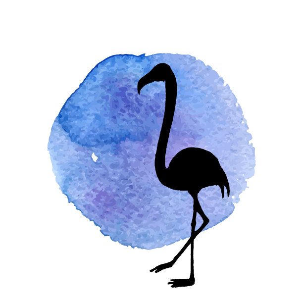 火烈鸟在草地剪影图片下载