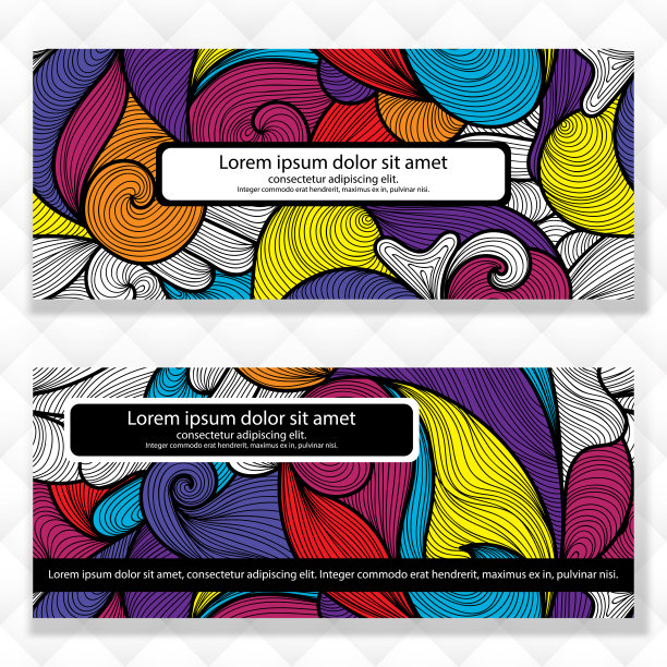 收集不同寻常的卡片与生动的抽象背景与漩涡和波浪，设计海报，邀请，海报，小册子，传单。涂鸦风格。图片下载