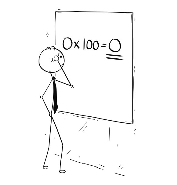 商人在墙板上计算利润的漫画图片下载