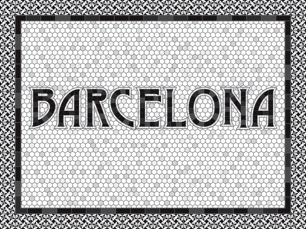 巴塞罗那老式马赛克瓷砖印刷图片下载