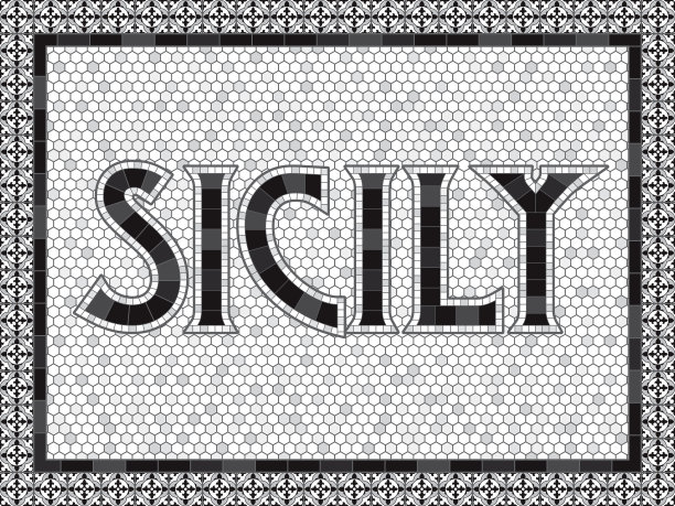 西西里岛老式马赛克瓷砖印刷图片下载