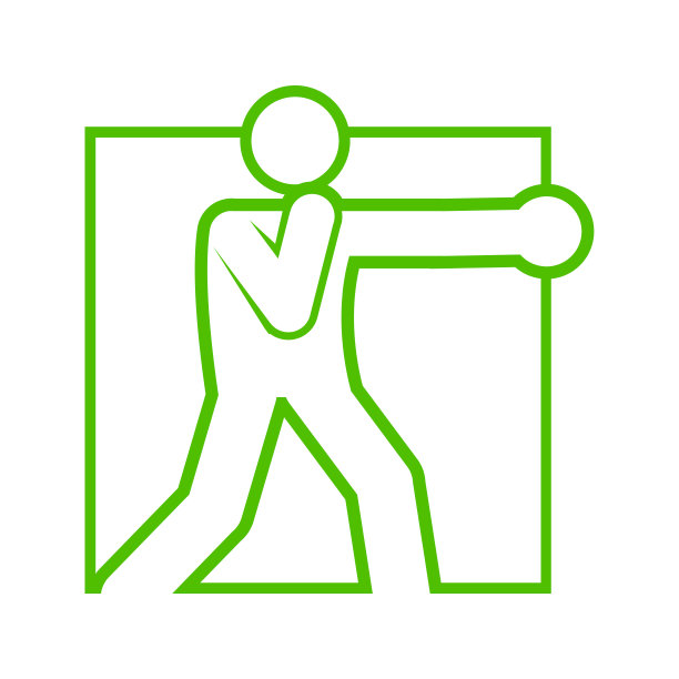 方形拳击运动人物标志矢量图图片下载