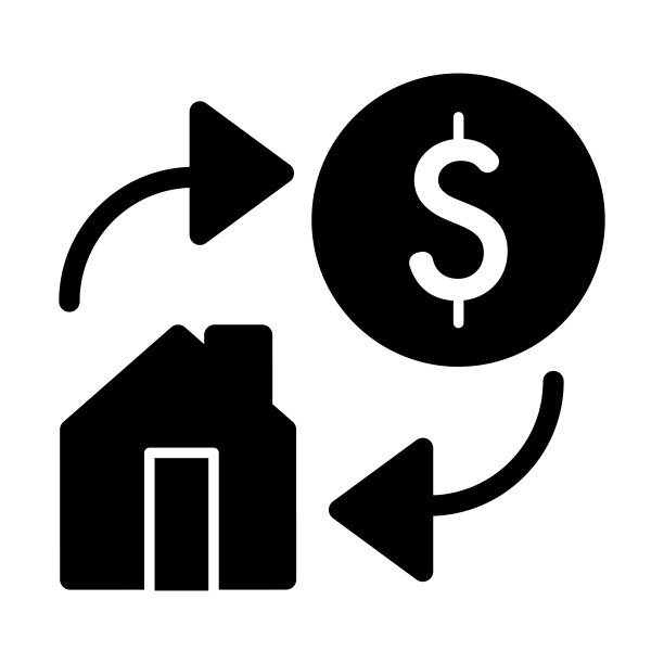 房子和美元简单的矢量图标。黑白插图的房地产。固体线性图标。图片下载